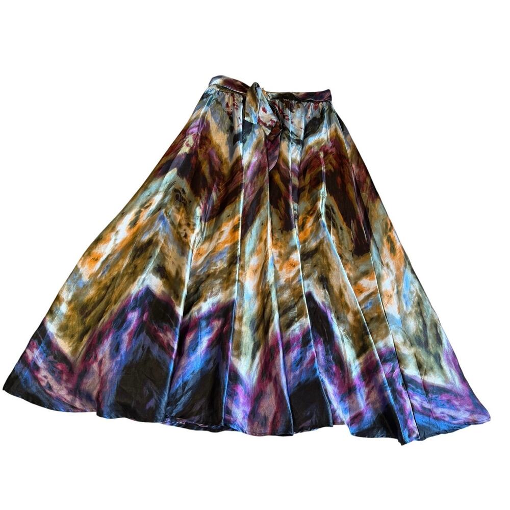 Boho Hippie Tie Dye Retro Silkey Elastic Waist Maxi/ Midi Skirt Lg Her Destiny - Picture 7 of 16